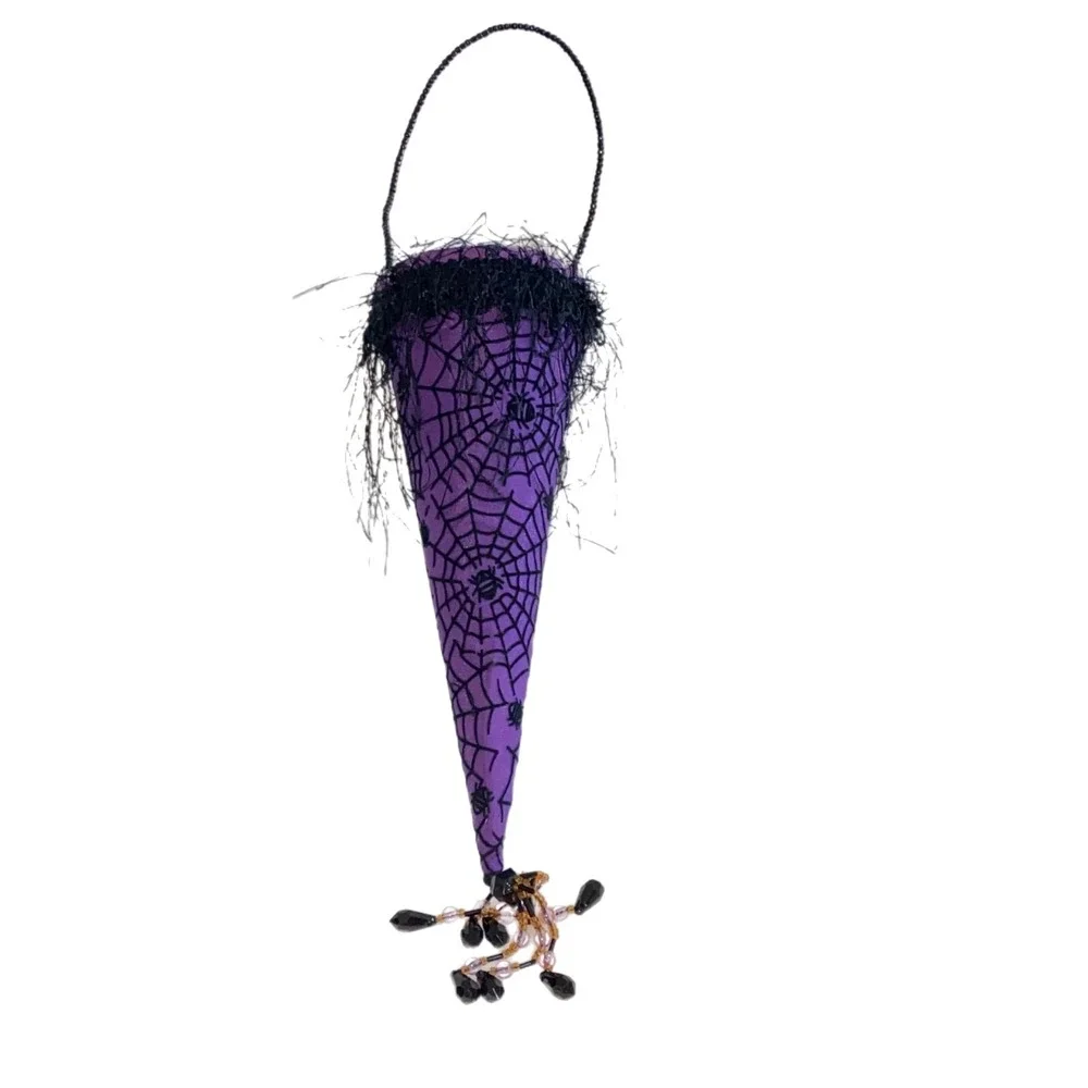 Katherine's Collection ~ CANDY CONTAINER Cone HALLOWEEN Purple Black Spider Web